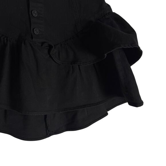 Mother The Pixie Minx Pitch Black Ruffle Tiered Button Front Mini Skirt Size 25 - Picture 6 of 11